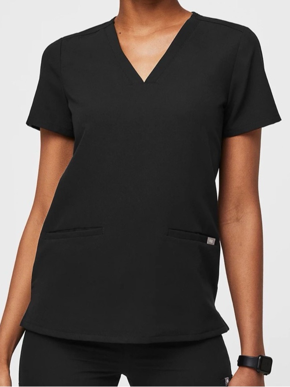 2 Figs Black V-Neck Scrub Tops XS